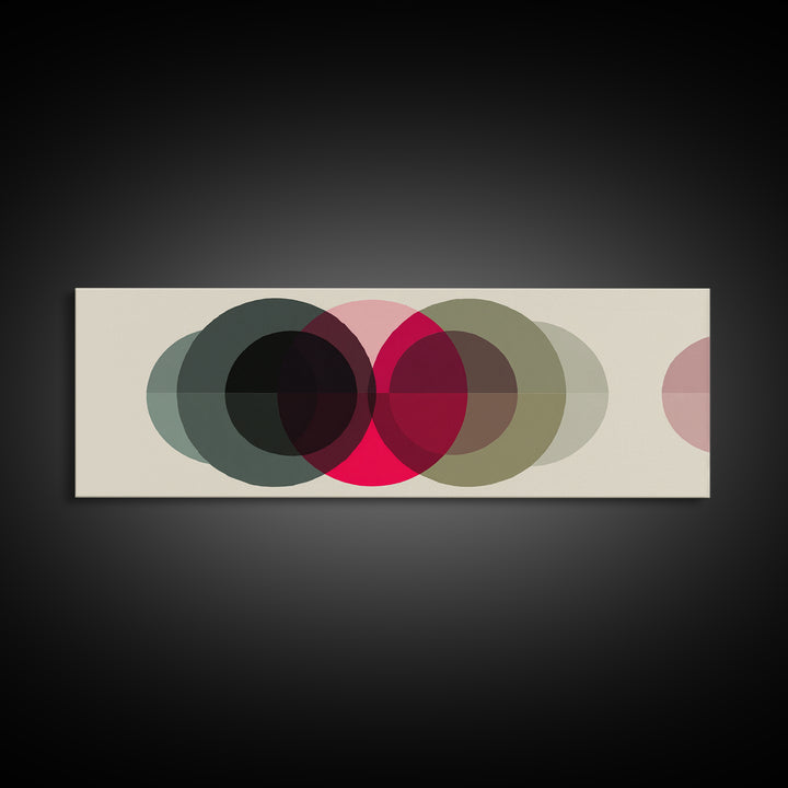 Soft Olive Pink And Charcoal Overlapping Circles Wall Art, Modern Abstract Print, Midcentury Geometric Decor, Neutral Poster