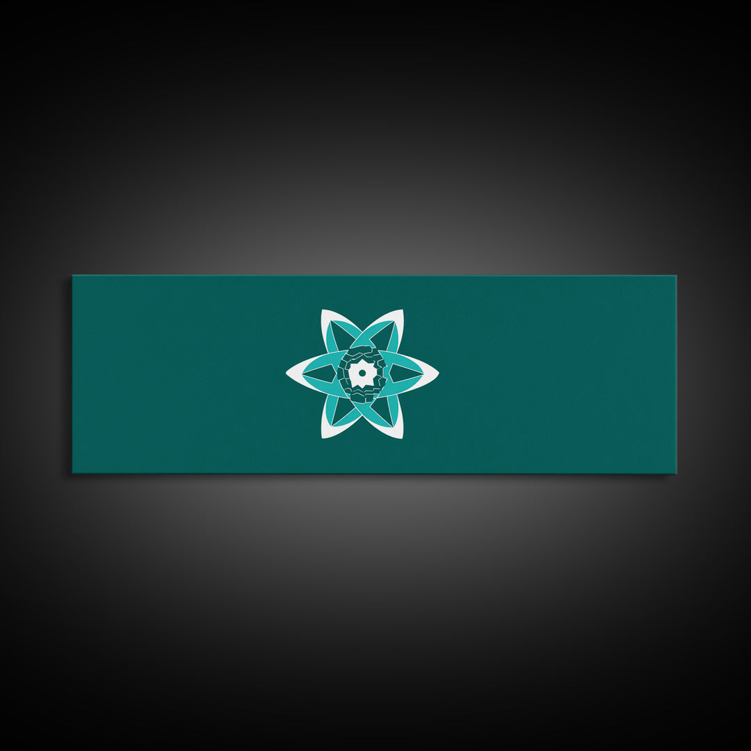 Minimal Teal Atomic Flower Wall Art, Mid Century Modern Abstract Art, MCM Wall Decor, Space Abstract Art, Digital Art Print