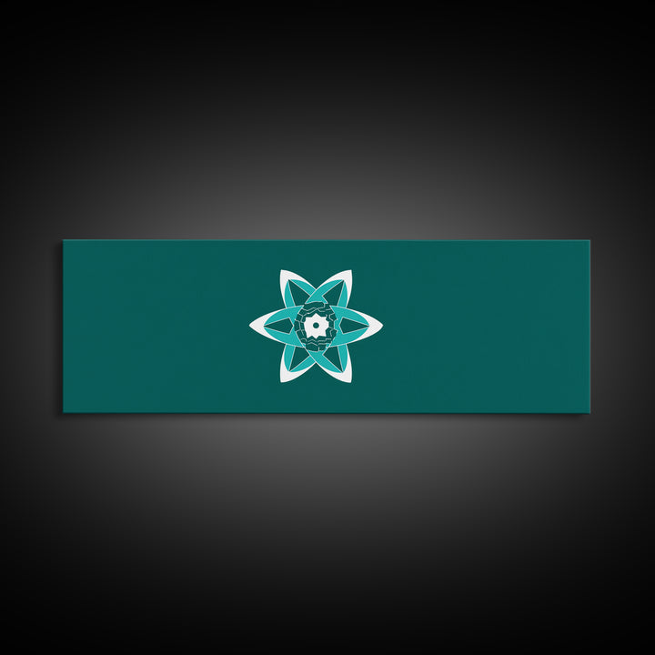 Minimal Teal Atomic Flower Wall Art, Mid Century Modern Abstract Art, MCM Wall Decor, Space Abstract Art, Digital Art Print