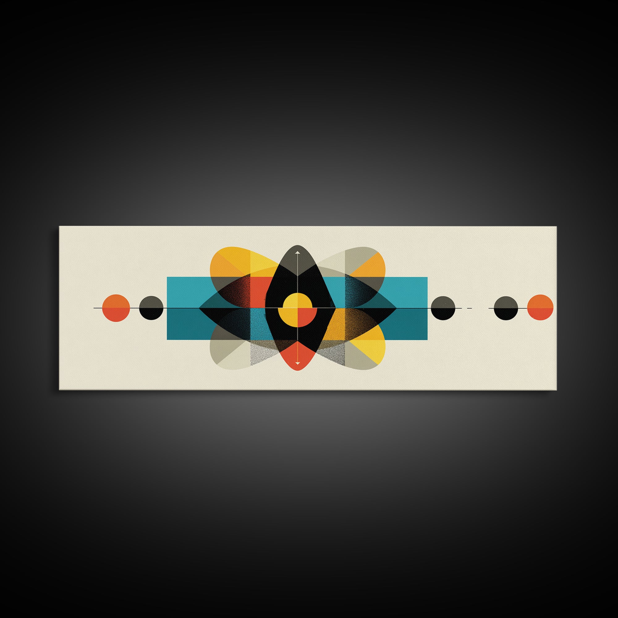 Bold Geometric Atom Abstract Canvas Print, Mid Century Modern Wall Decor, Bauhaus Poster, Atomic Art, Colorblock Art Print
