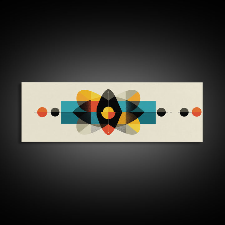 Bold Geometric Atom Abstract Canvas Print, Mid Century Modern Wall Decor, Bauhaus Poster, Atomic Art, Colorblock Art Print