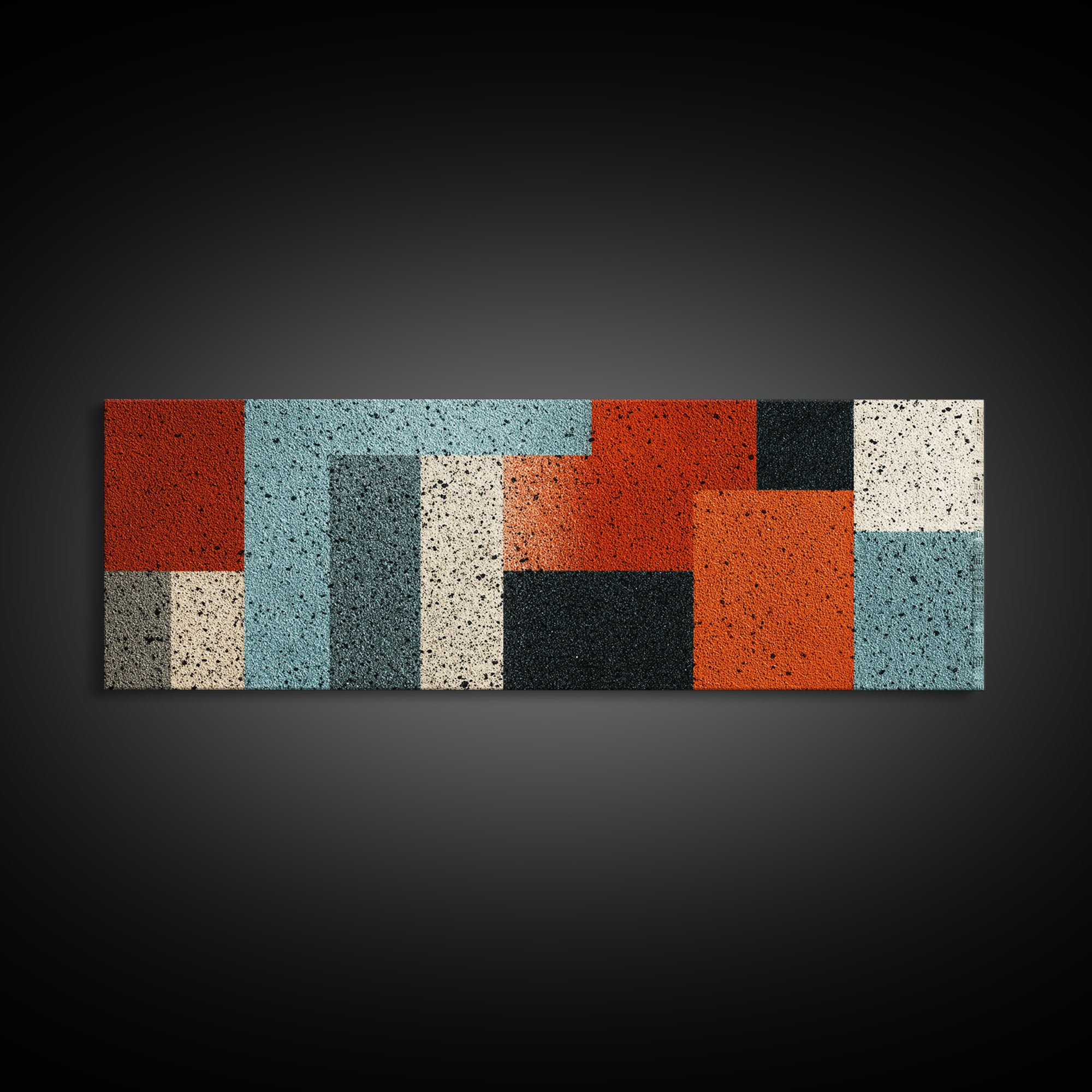 Orange Teal Geometric Block Wall Art, Midcentury Modern Art Print, Bauhaus Abstract Poster, Retro Office Decor For Living Room Home Decor
