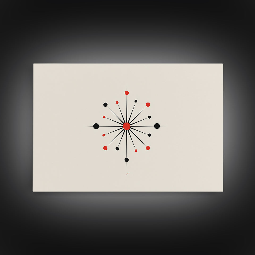 Red Black Atomic Starburst Wall Art, Midcentury Modern Art Print, Minimalist Geometric Poster, Retro MCM Wall Decor, Atomic Ranch Home Decor