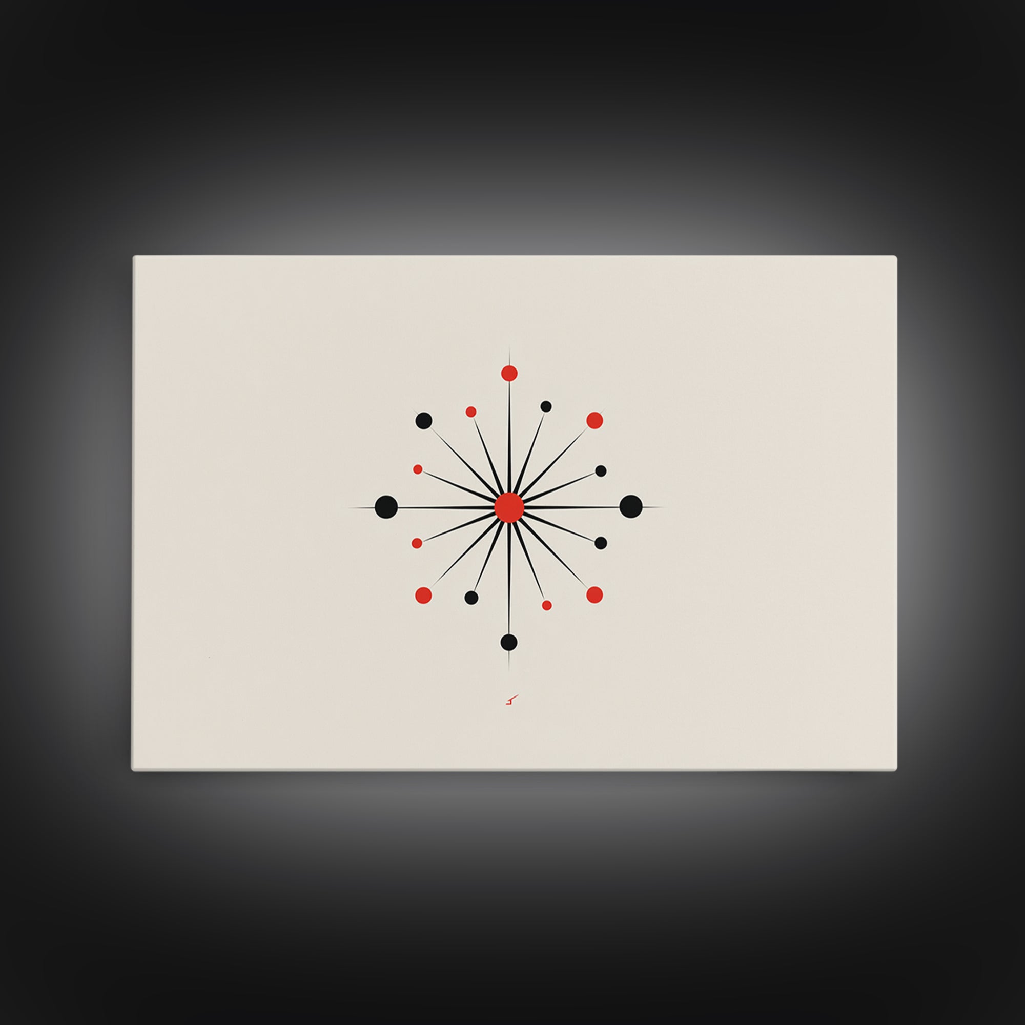 Red Black Atomic Starburst Wall Art, Midcentury Modern Art Print, Minimalist Geometric Poster, Retro MCM Wall Decor, Atomic Ranch Home Decor