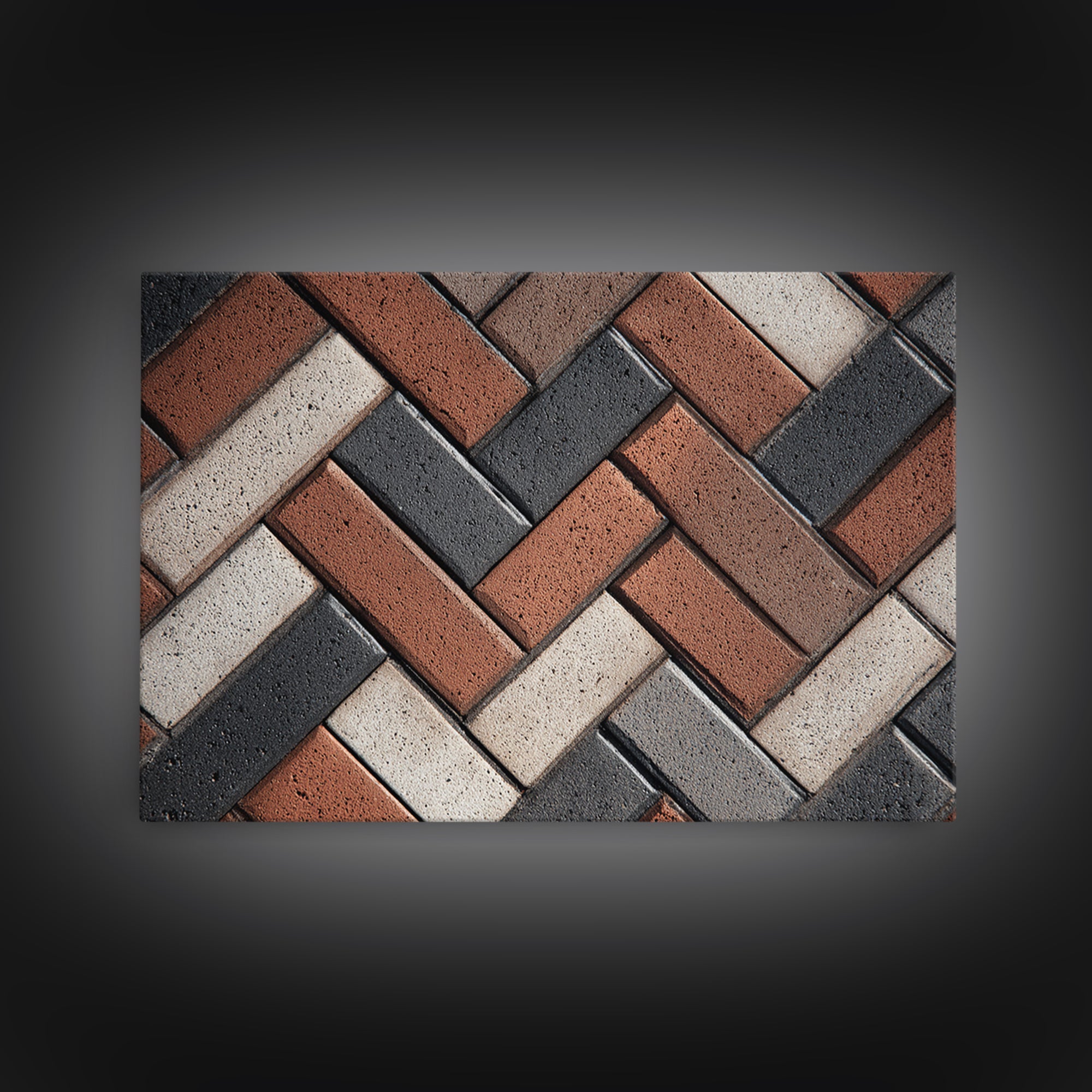Herringbone Brick Pattern Canvas Print, Geometric Wall Art, Industrial Modern Decor, Earth Tone Texture, Home Office Poster