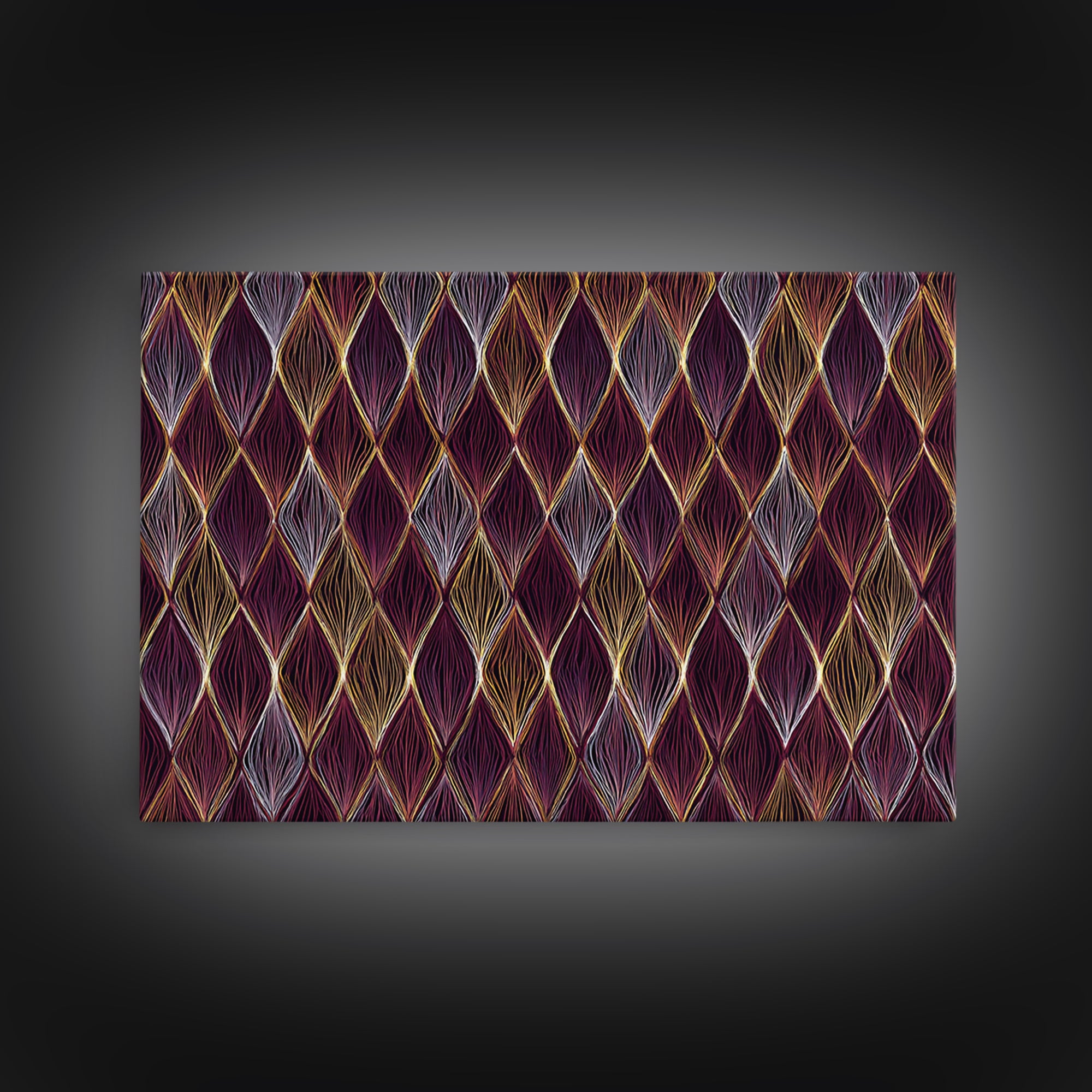 Purple Gold Diamond Pattern Wall Art, Retro Geometric Print, Art Deco Decor, Maximalist Textile Poster, MCM Home Accent Gift