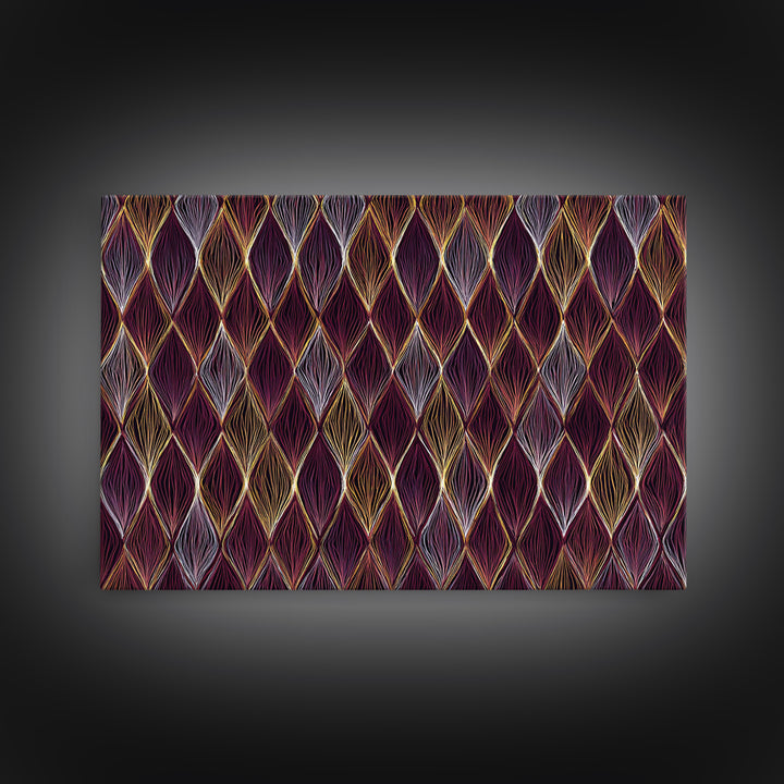 Purple Gold Diamond Pattern Wall Art, Retro Geometric Print, Art Deco Decor, Maximalist Textile Poster, MCM Home Accent Gift
