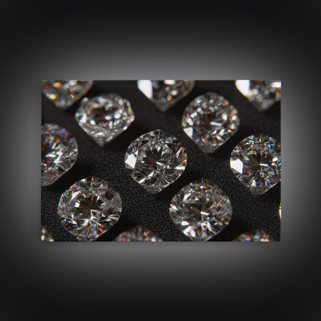 Sparkling Round Diamond Macro Wall Art, Glam Black White Photo Print, Luxury Modern Decor, Statement Jewelry Poster Gift