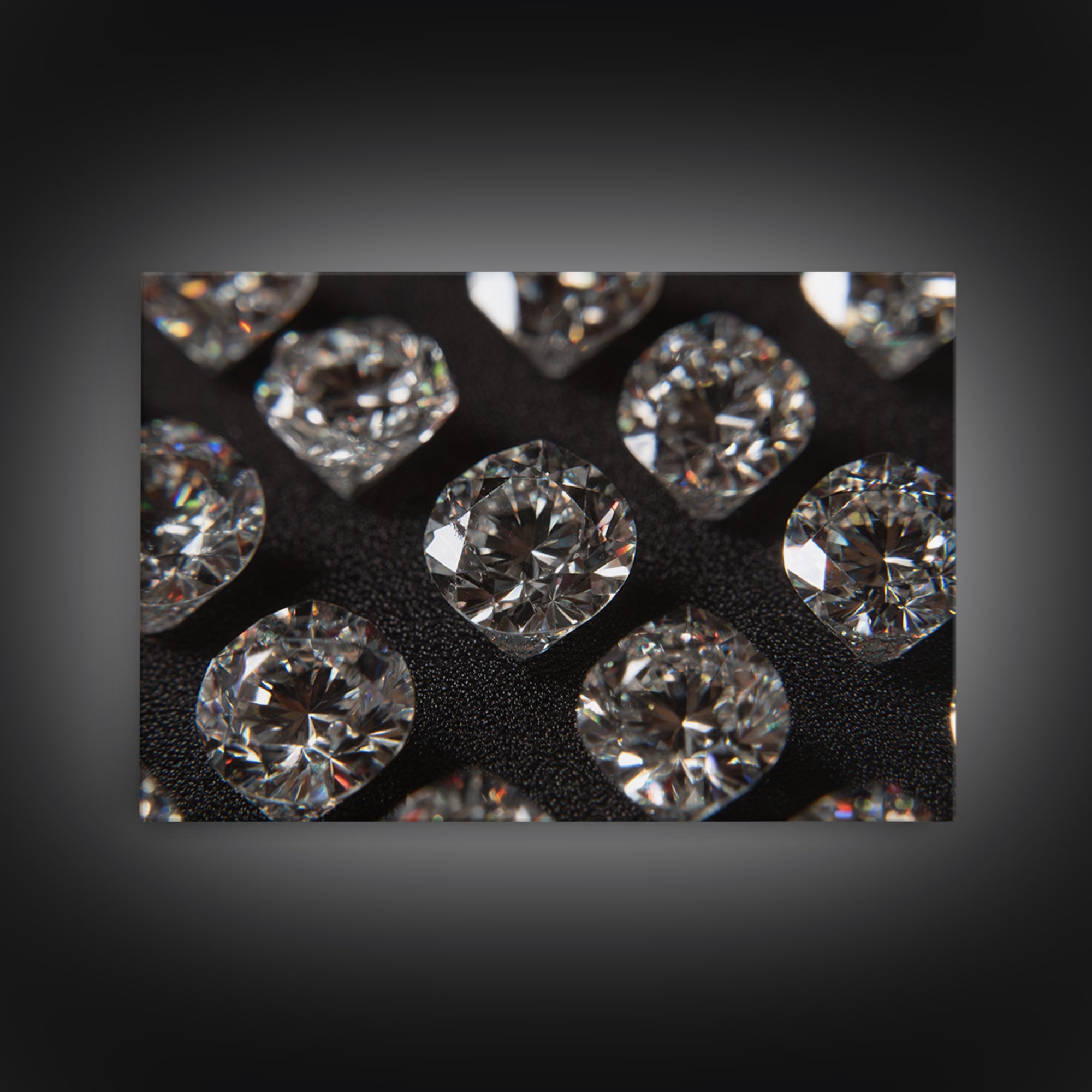 Sparkling Round Diamond Macro Wall Art, Glam Black White Photo Print, Luxury Modern Decor, Statement Jewelry Poster Gift