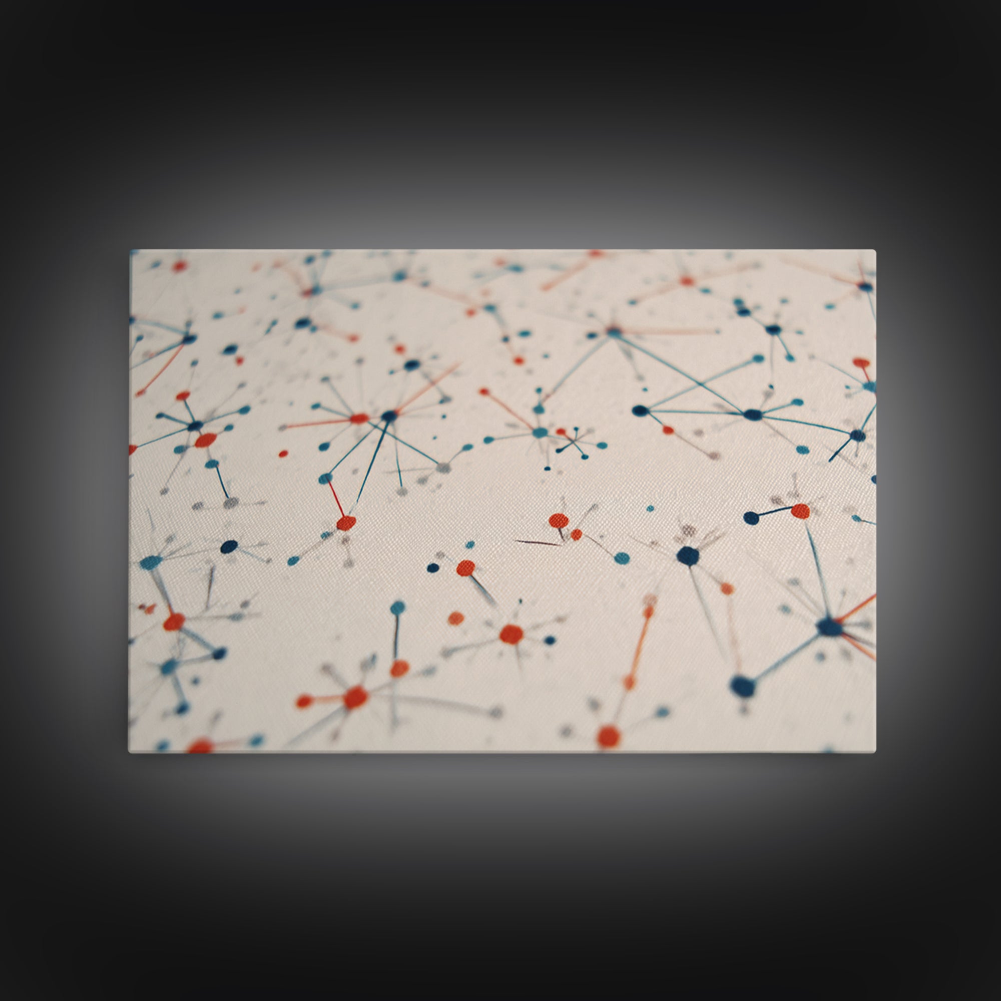 Atomic Network Dots And Lines Canvas Print, Mid Century Modern Wall Art, Geometric Abstract Art, Retro Office Decor, Home Decor