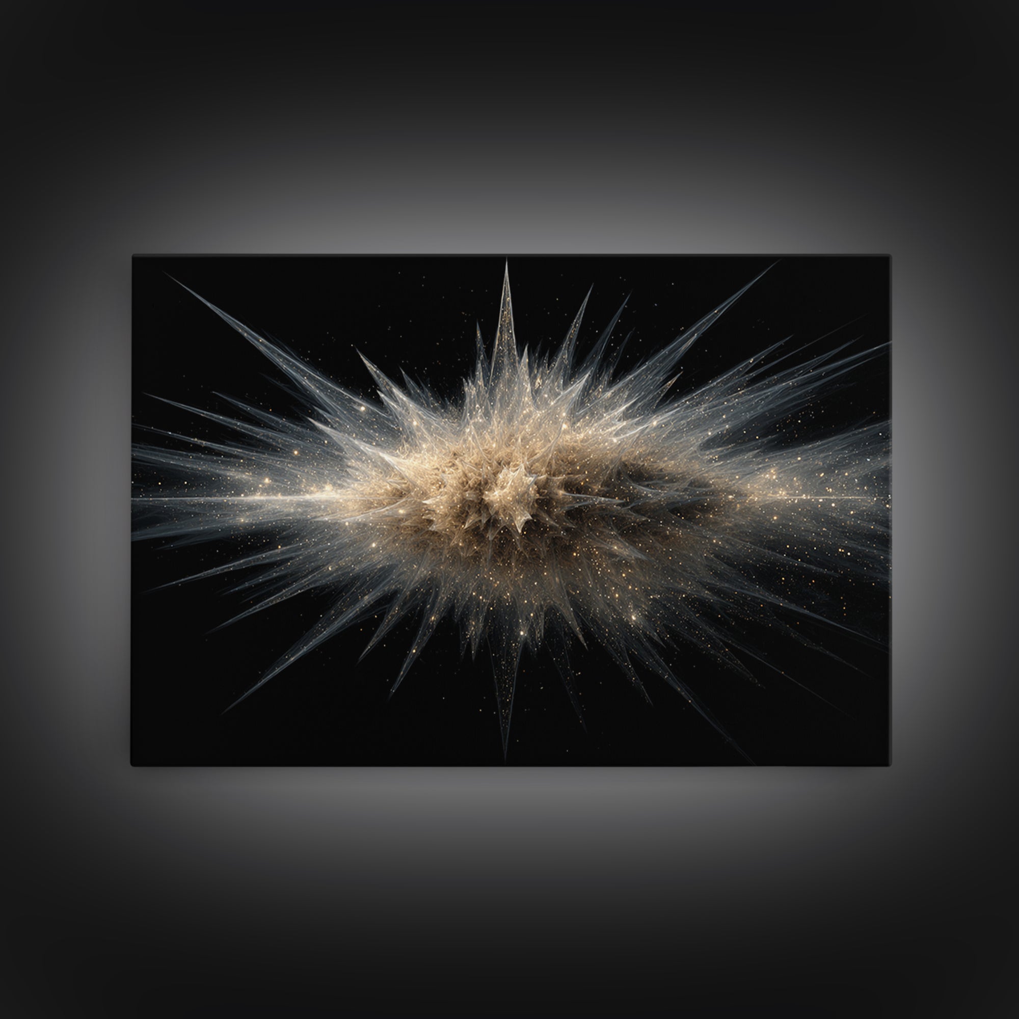 Gold Cosmic Explosion Canvas Print, Modern Abstract Art, Space Abstract Wall Decor, Black Galaxy Poster For Home Office Decor