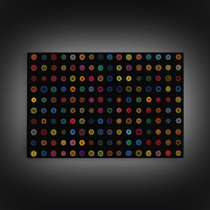 Colorful Atomic Starburst Grid Wall Art, Midcentury Modern Print, Retro Pattern Poster, Groovy MCM Home Decor Canvas Print
