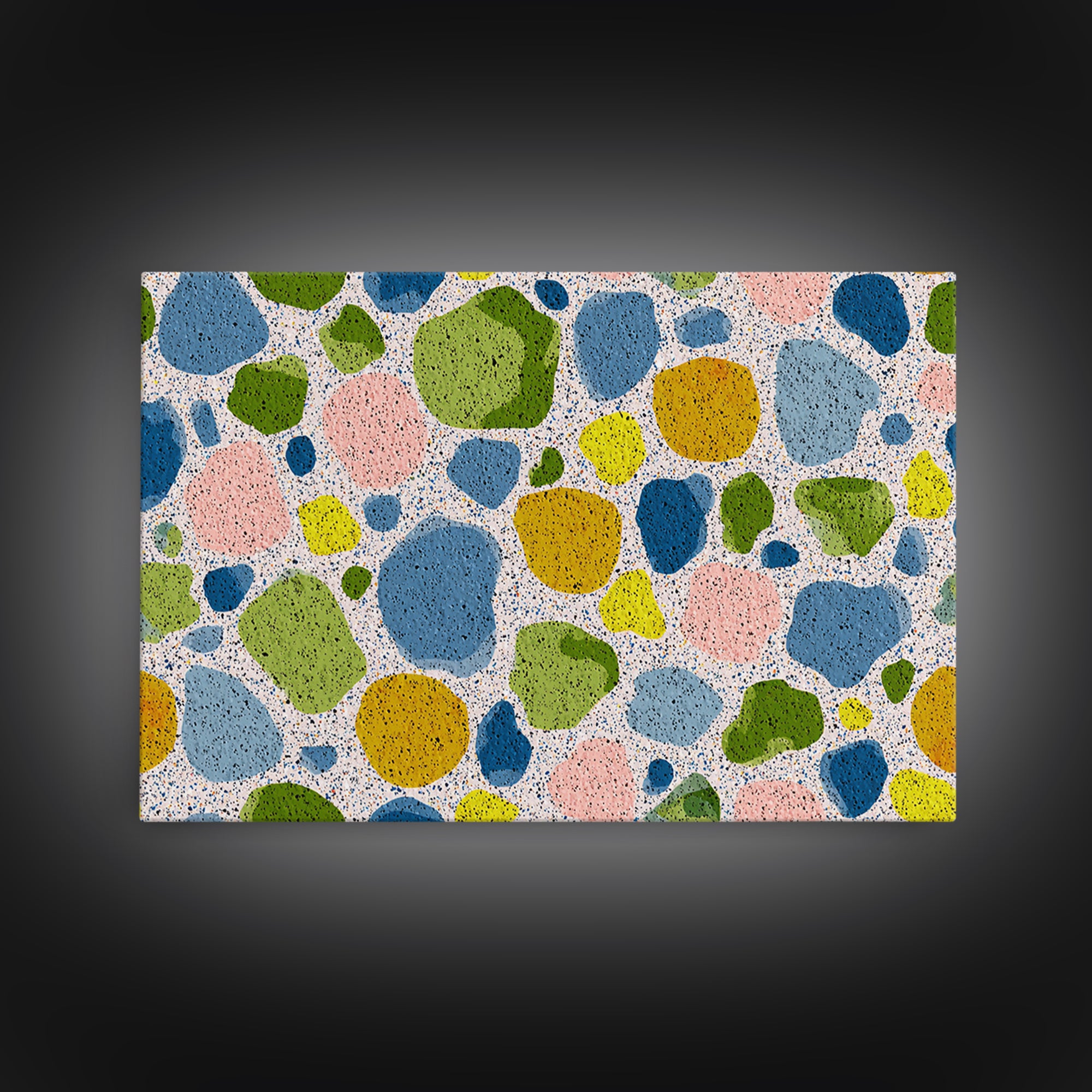 Pastel Pebble Terrazzo Abstract Wall Art, Midcentury Modern Art Print, MCM Colorful Geometric Decor, Framed Canvas Print