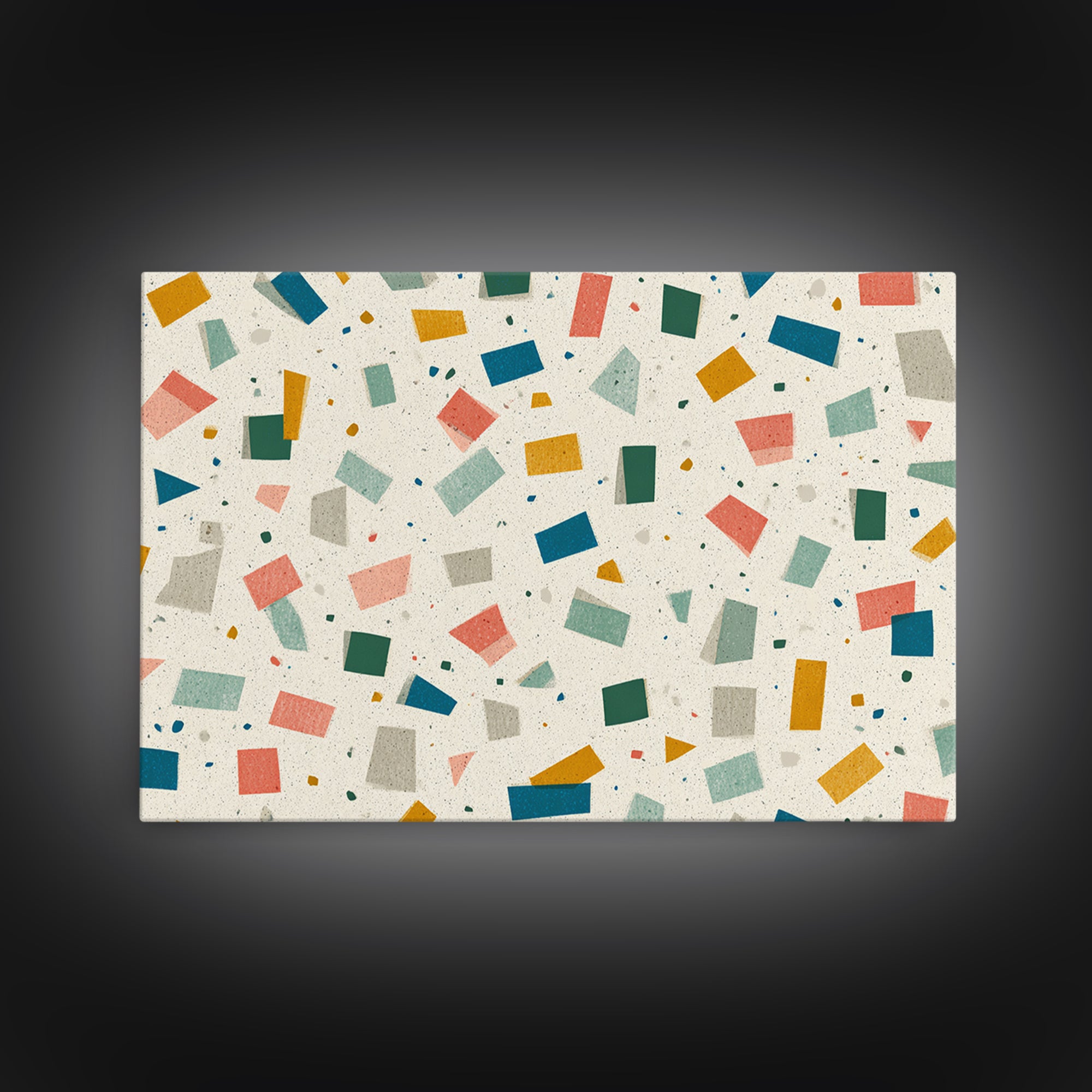 Confetti Geometric Shapes Wall Art, Midcentury Modern Art Print, Retro Colorblock Pattern, MCM Office Decor Canvas Print