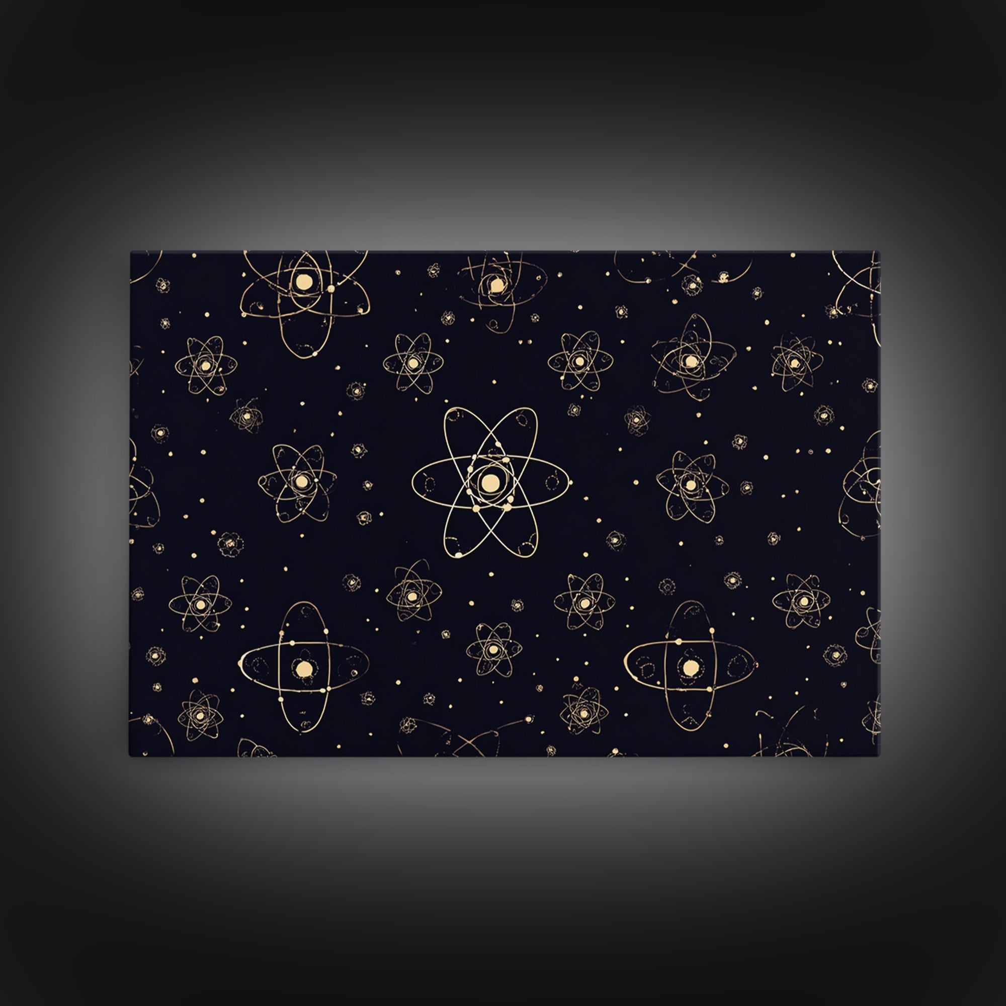 Gold Atomic Constellation Pattern Wall Art, Mid Century Modern Decor, Navy Space Poster, Retro Science Print, Geometric Wall Decor