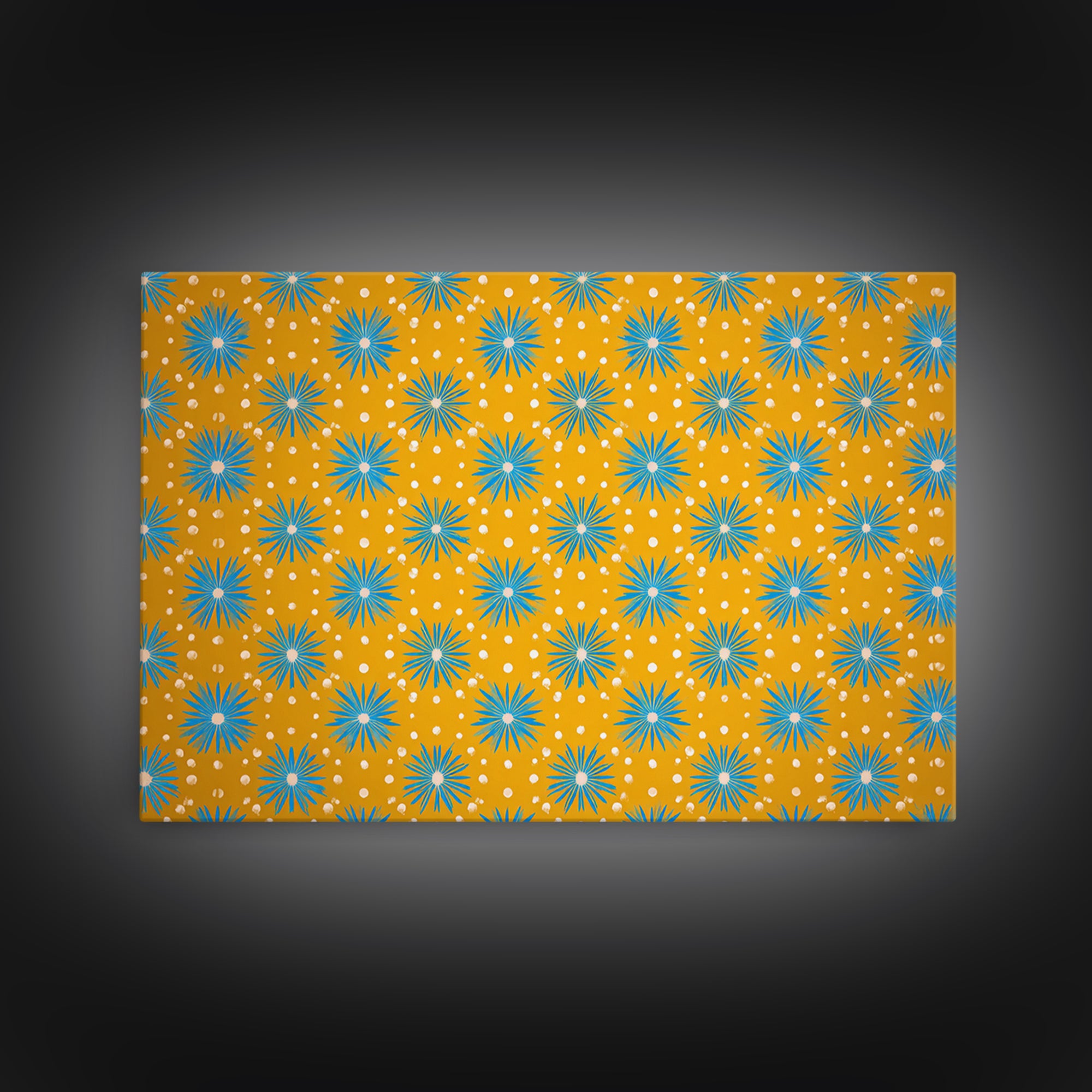 Mustard Teal Atomic Starburst Pattern Wall Art, Mid Century Modern Decor, Retro 1960s Poster, Yellow Wall Art, MCM Geometric Print