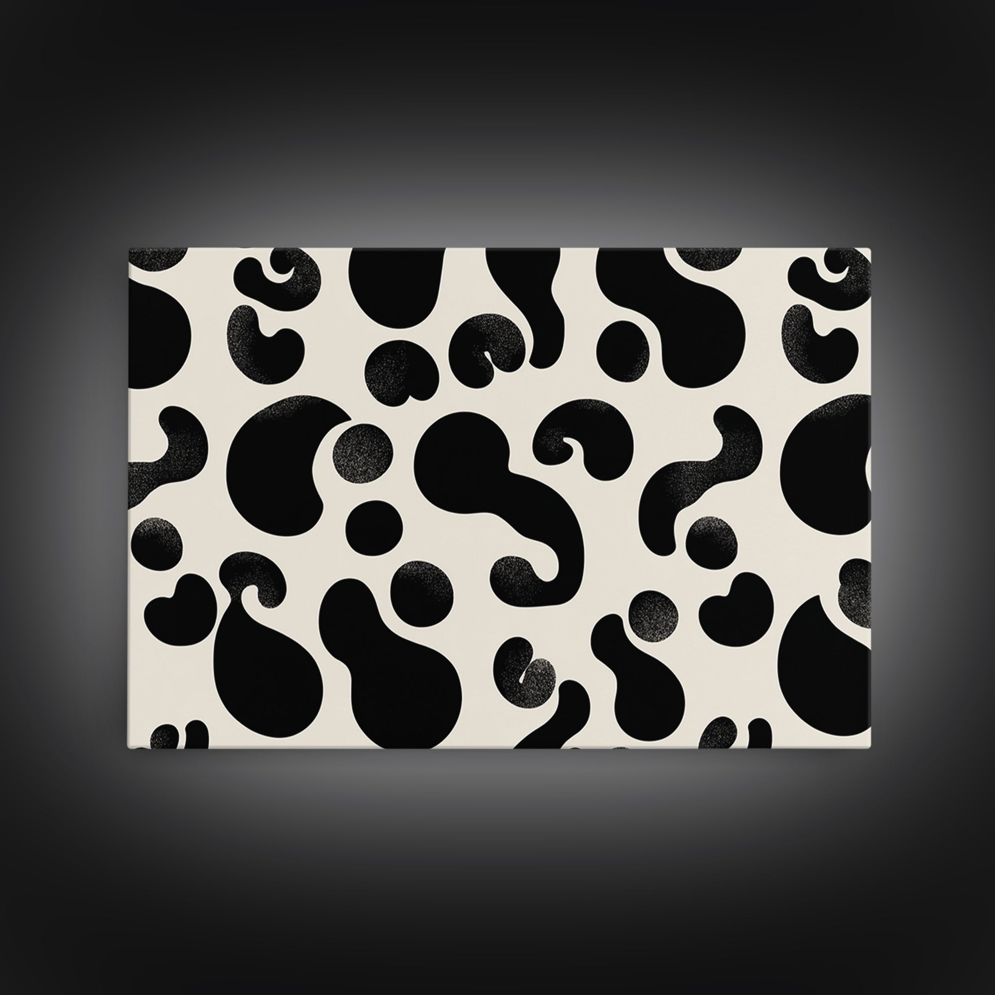 Black Cream Amoeba Shapes Wall Art, Minimalist Abstract Art, Modern Geometric Art Print, Retro Wall Decor, Bold MCM Decor