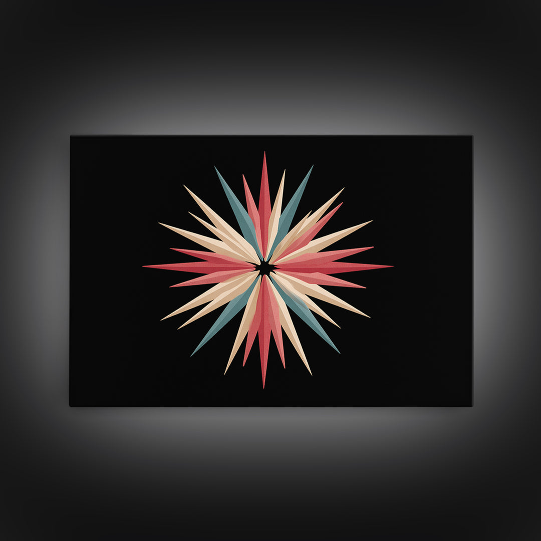 Atomic Starburst Abstract Wall Art, Mid Century Modern Print, Retro Geometric Poster, MCM Wall Decor, Colorful Canvas Style