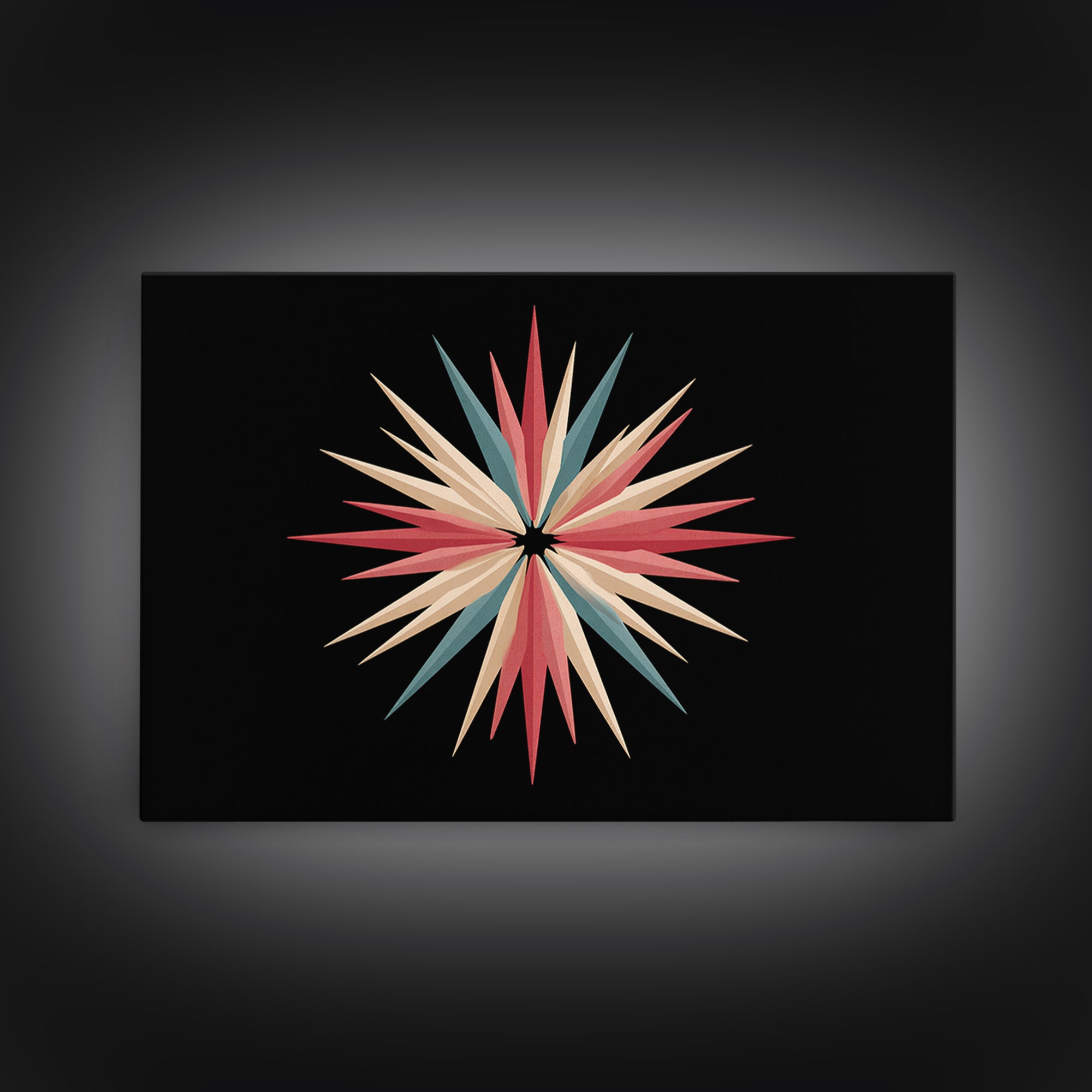 Atomic Starburst Abstract Wall Art, Mid Century Modern Print, Retro Geometric Poster, MCM Wall Decor, Colorful Canvas Style