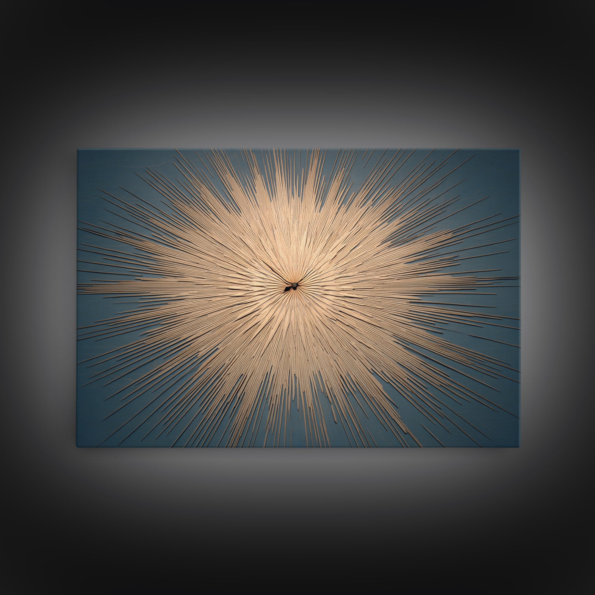 Gold Atomic Sunburst Clock On Teal Wall Art, Mid Century Modern Decor, Retro Modern Poster, MCM Living Room Art Print, Home Decor