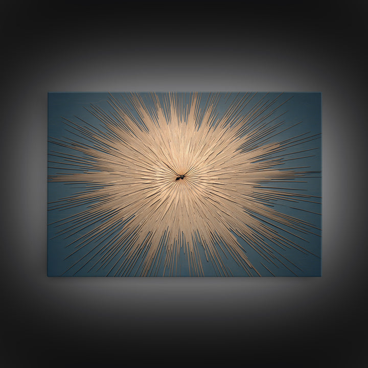 Gold Atomic Sunburst Clock On Teal Wall Art, Mid Century Modern Decor, Retro Modern Poster, MCM Living Room Art Print, Home Decor