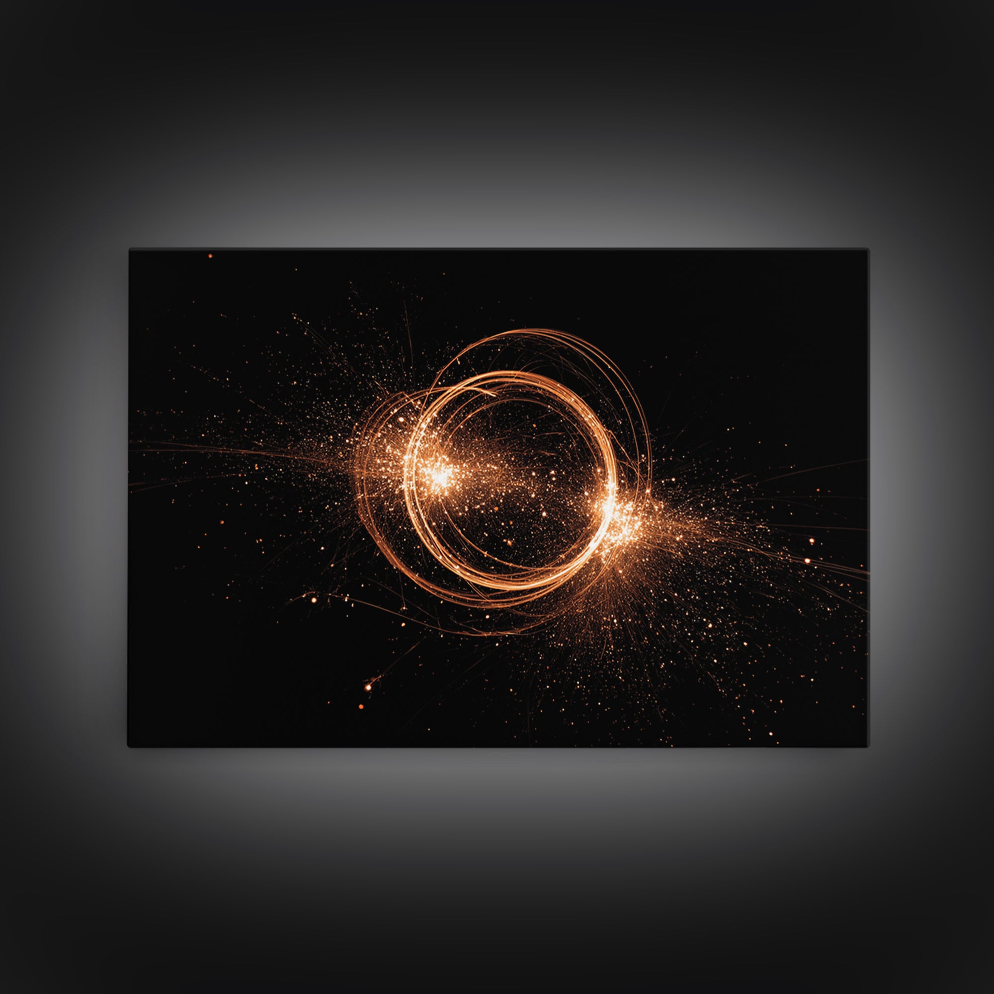 Orange Cosmic Energy Ring Wall Art, Modern Abstract Art Print, Space Abstract Art, Retro Wall Decor, Framed Canvas Print