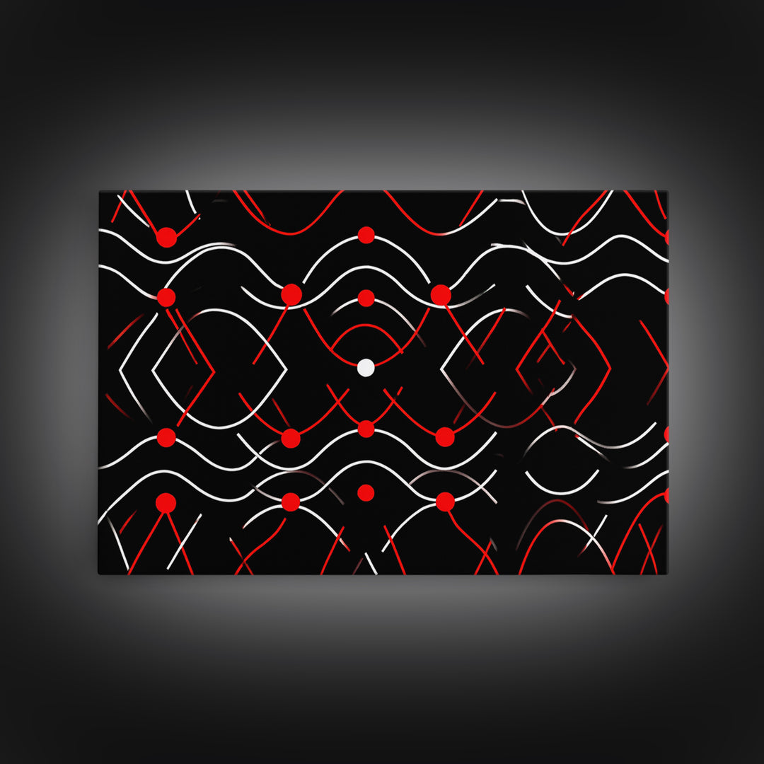 Black Red White Geometric Line Abstract Wall Art, Midcentury Modern Art Print, Bauhaus MCM Decor, Bold Retro Poster, Home Decor