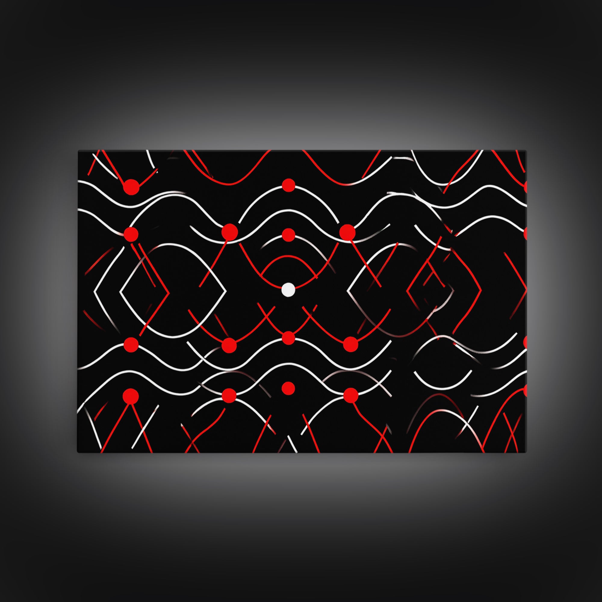 Black Red White Geometric Line Abstract Wall Art, Midcentury Modern Art Print, Bauhaus MCM Decor, Bold Retro Poster, Home Decor