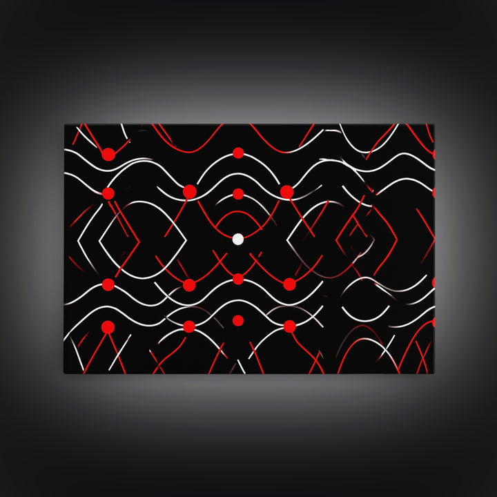 Black Red White Geometric Line Abstract Wall Art, Midcentury Modern Art Print, Bauhaus MCM Decor, Bold Retro Poster, Home Decor