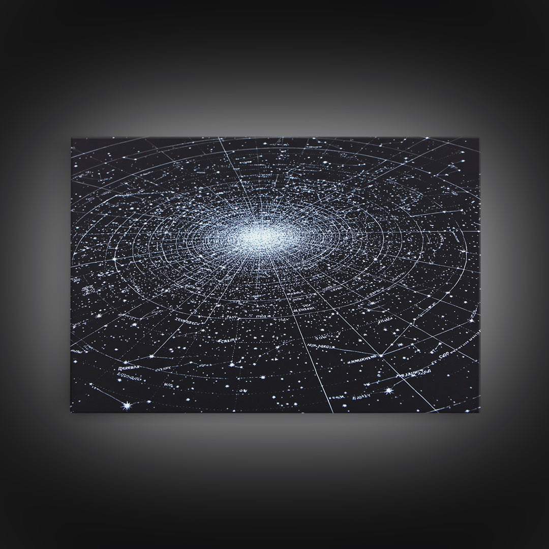 Radiant Galaxy Star Chart Wall Art, Deep Navy Constellation Map, Cosmic Astronomy Poster, Modern Space Decor Print For Bedroom