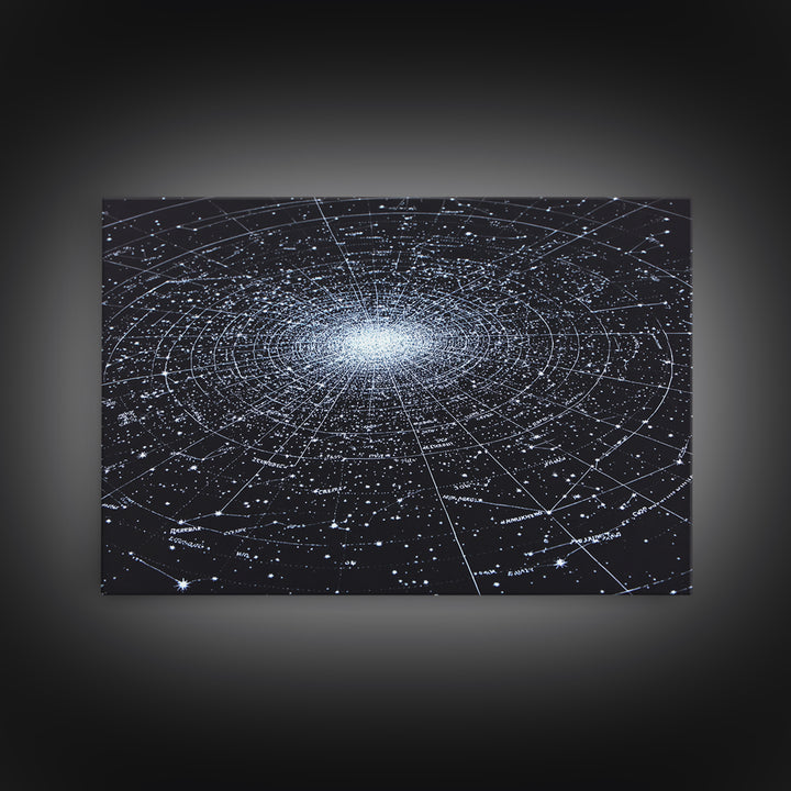 Radiant Galaxy Star Chart Wall Art, Deep Navy Constellation Map, Cosmic Astronomy Poster, Modern Space Decor Print For Bedroom