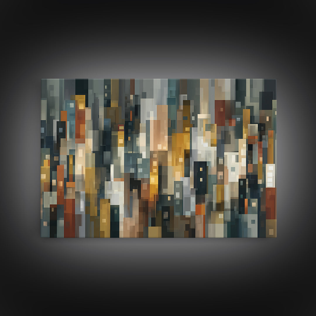 Moody Abstract City Skyline Wall Art, Modern Urban Decor, Geometric Cityscape Print, Home Office Art, Contemporary Poster