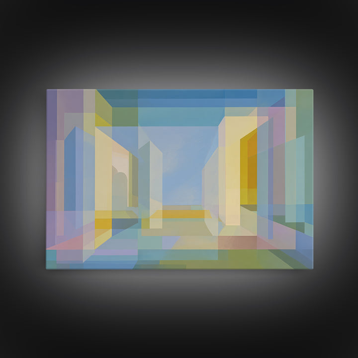 Pastel Geometric Atrium Wall Art, Scandinavian Modern, Minimalist Wall Art, Abstract Decor Art, Modern Home Decor, Office Decor