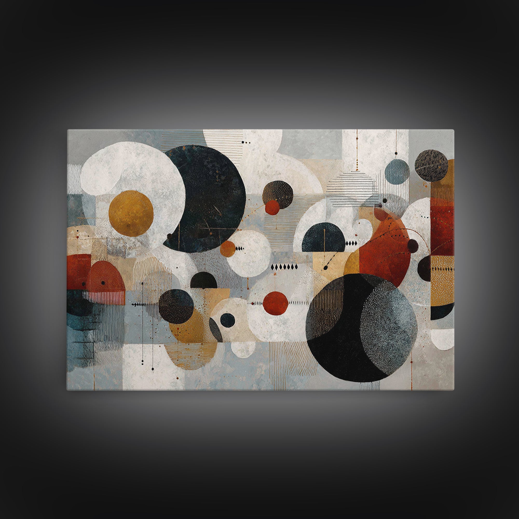 Atomic Circle Mobile Wall Art, Midcentury Modern Art, Geometric Art Print, Abstract Wall Art, Burnt Orange Art, Retro Decor