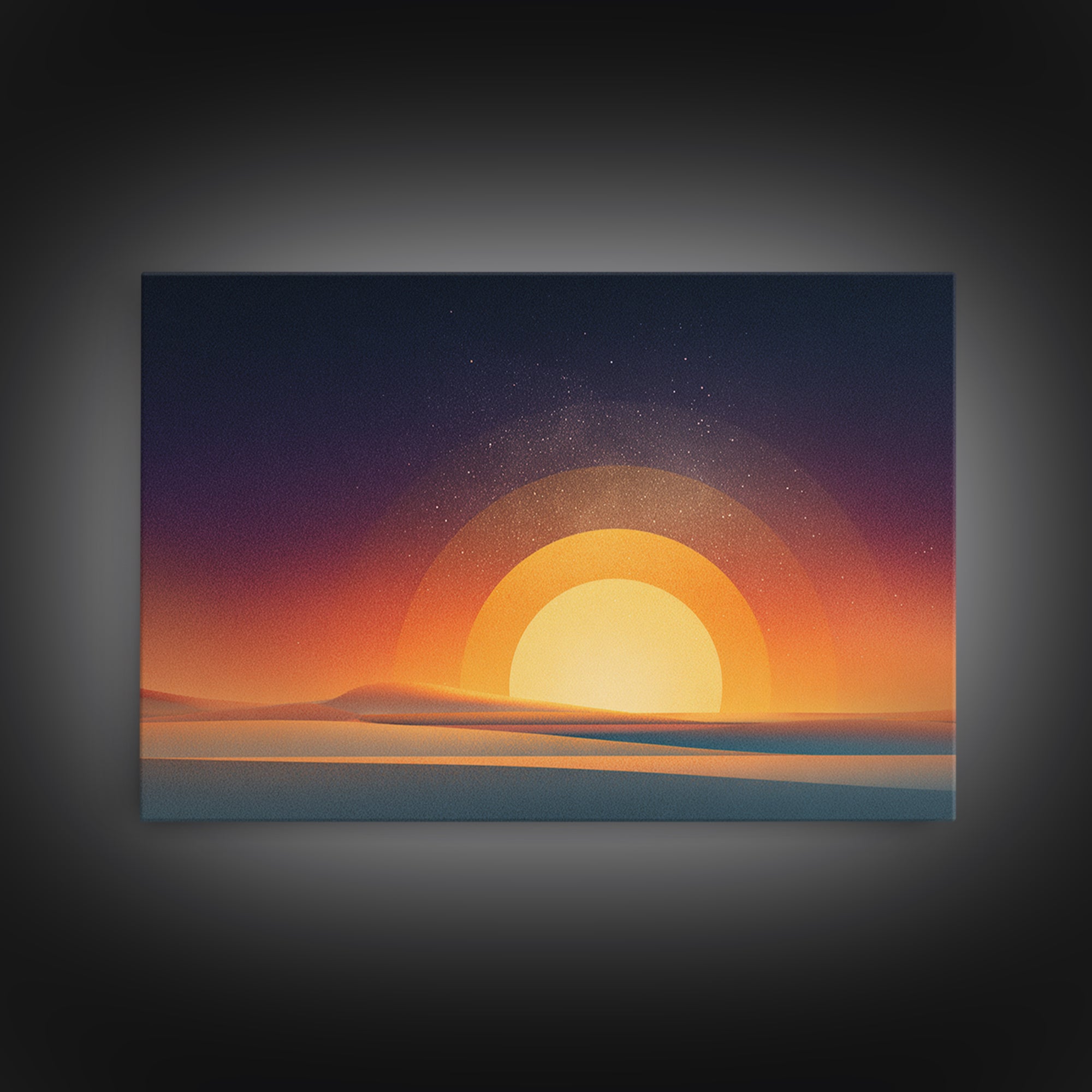 Orange Desert Sun Wall Art, Retro Modern Poster, Minimalist Landscape Print, Midcentury Decor, Warm Abstract Wall Decor Art