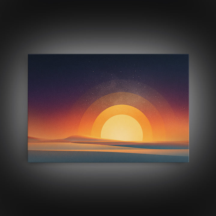 Orange Desert Sun Wall Art, Retro Modern Poster, Minimalist Landscape Print, Midcentury Decor, Warm Abstract Wall Decor Art