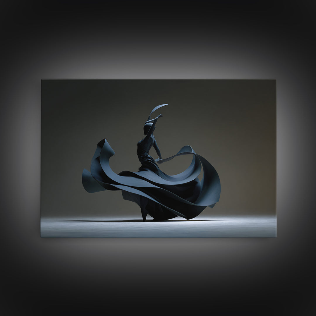 Black Flamenco Dancer Canvas Print, Modern Sculpture Inspired Wall Art, Masculine Abstract Decor, Statement Wall Decor Poster