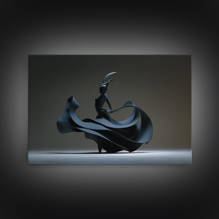Black Flamenco Dancer Canvas Print, Modern Sculpture Inspired Wall Art, Masculine Abstract Decor, Statement Wall Decor Poster