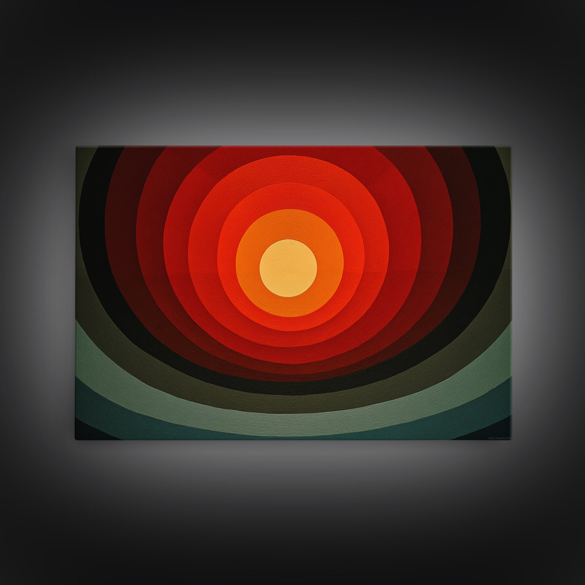 Hard Edge Red Orange Target Canvas Print, Midcentury Modern Wall Art, Retro Geometric Poster For Office Home Decor MCM Style
