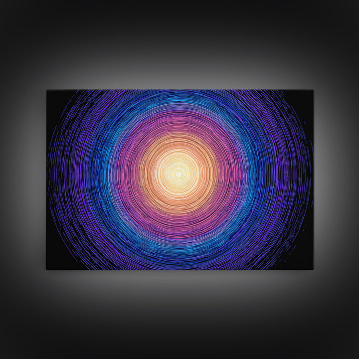 Vibrant Purple Blue Concentric Spiral Wall Art, Midcentury Modern Abstract Art Print, Geometric Retro Decor For Living Room