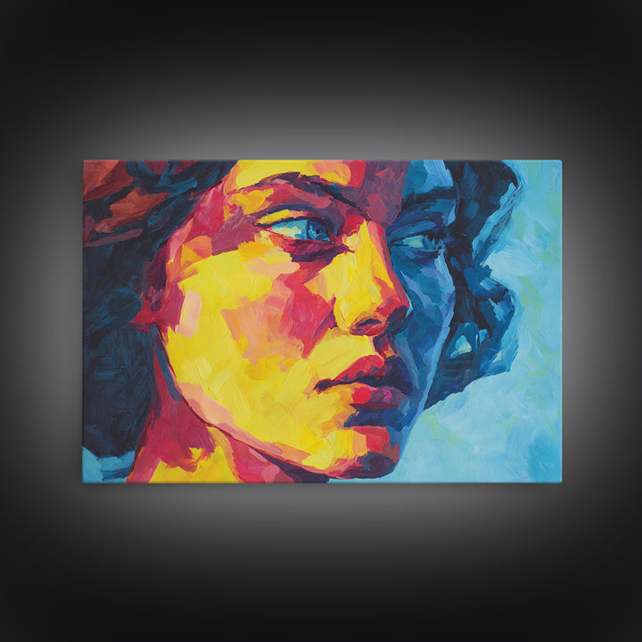 Colorful Expressionist Profile Portrait Canvas Print, Modern Abstract Art, Bold Figurative Wall Art For Bedroom Living Room