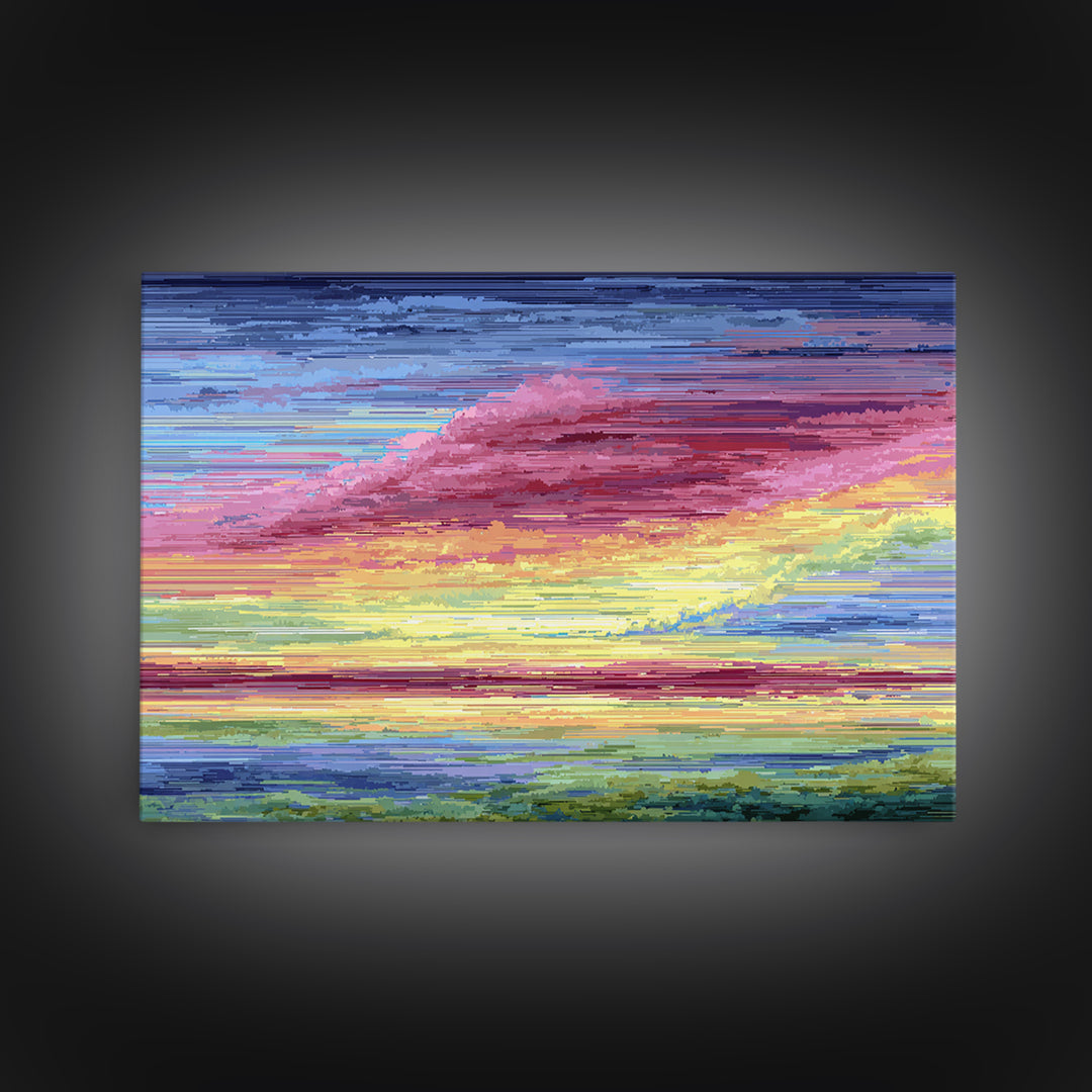Vibrant Pink Yellow Sunset Clouds, Modern Wall Art, Bright Abstract Art Print, Colorful Living Room Decor Canvas Print Poster