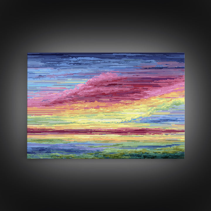 Vibrant Pink Yellow Sunset Clouds, Modern Wall Art, Bright Abstract Art Print, Colorful Living Room Decor Canvas Print Poster