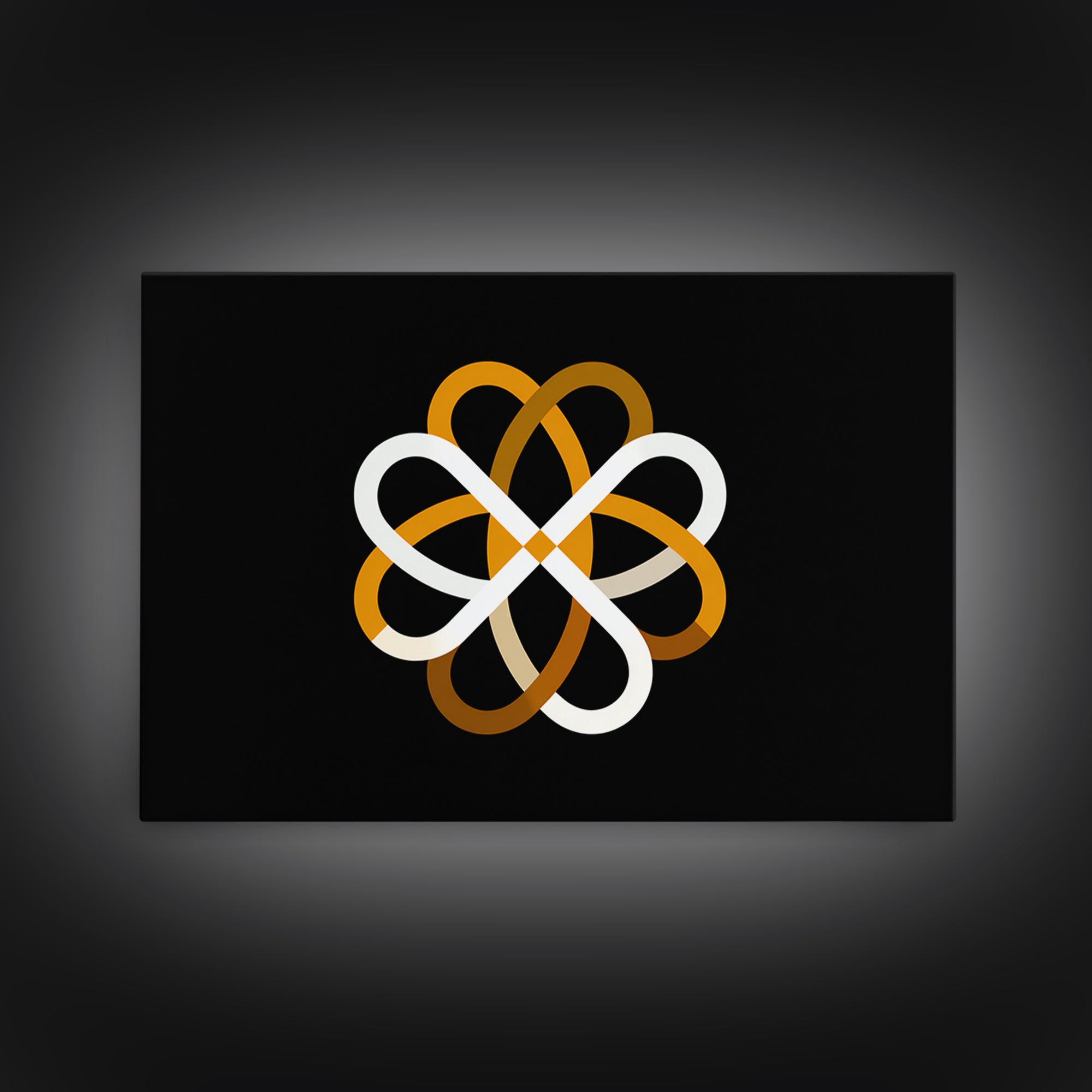 Orange White Atomic Loop Abstract, Modern Wall Art, Minimalist Geometric Poster, Retro MCM Home Decor Canvas Print Gift Idea