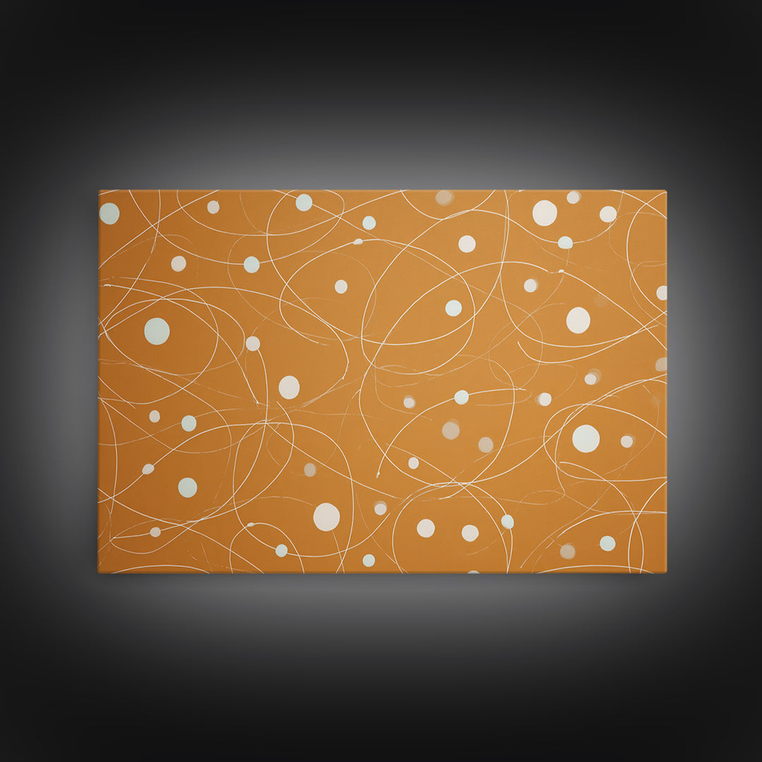 Burnt Orange Orbit Line Wall Art, Midcentury Modern Abstract Print, Minimal Atomic Pattern, Neutral Geometric Office Decor