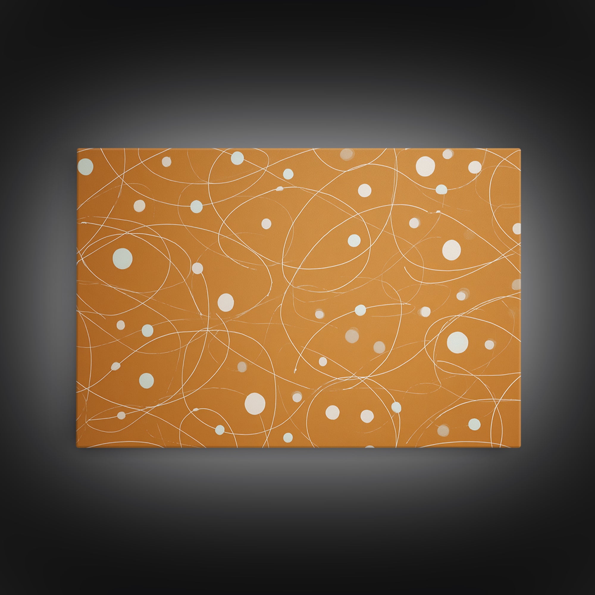 Burnt Orange Orbit Line Wall Art, Midcentury Modern Abstract Print, Minimal Atomic Pattern, Neutral Geometric Office Decor