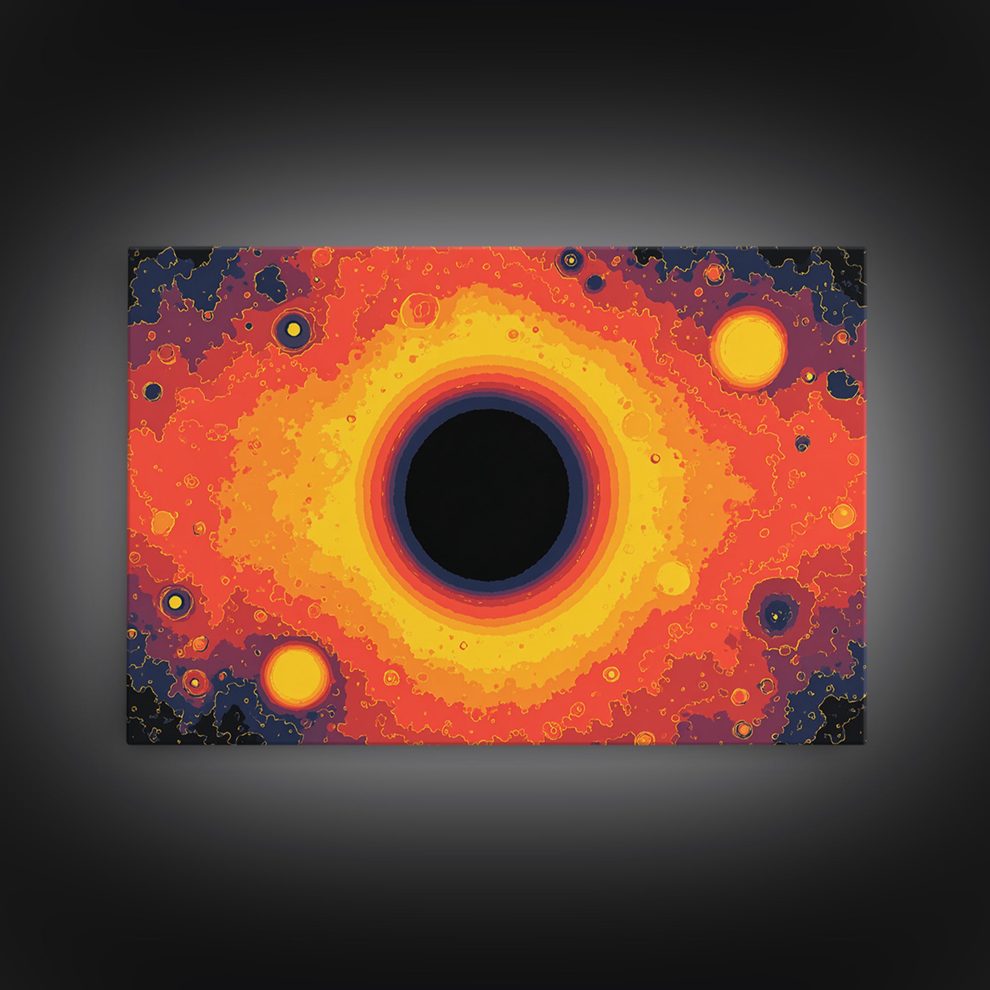 Fiery Black Hole Eclipse Wall Art, Modern Abstract Art Print, Orange Space Poster, Cosmic Galaxy Decor For Living Room Decor