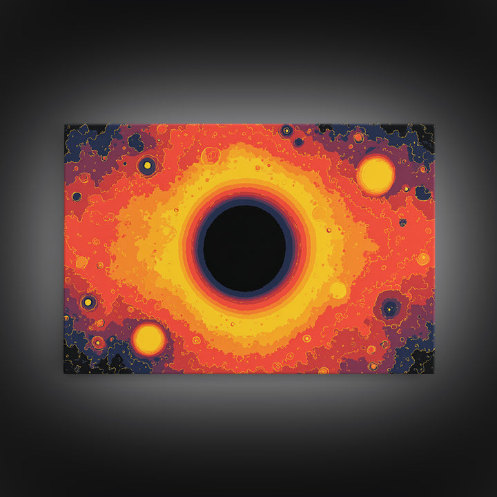 Fiery Black Hole Eclipse Wall Art, Modern Abstract Art Print, Orange Space Poster, Cosmic Galaxy Decor For Living Room Decor