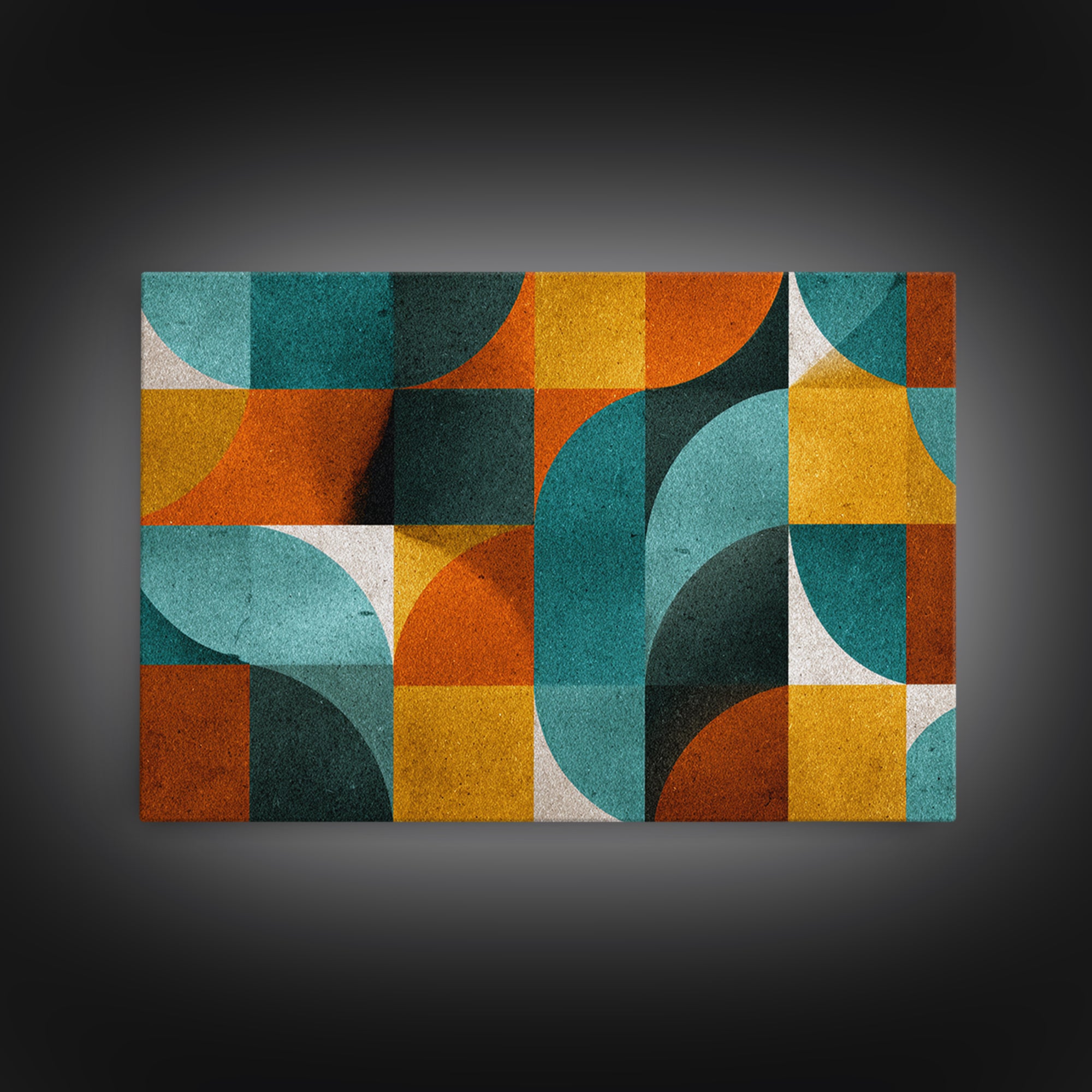 Teal Orange Mustard Geometric Arches Wall Art, Midcentury Modern Art Print, Retro MCM Decor, Abstract Living Room Poster