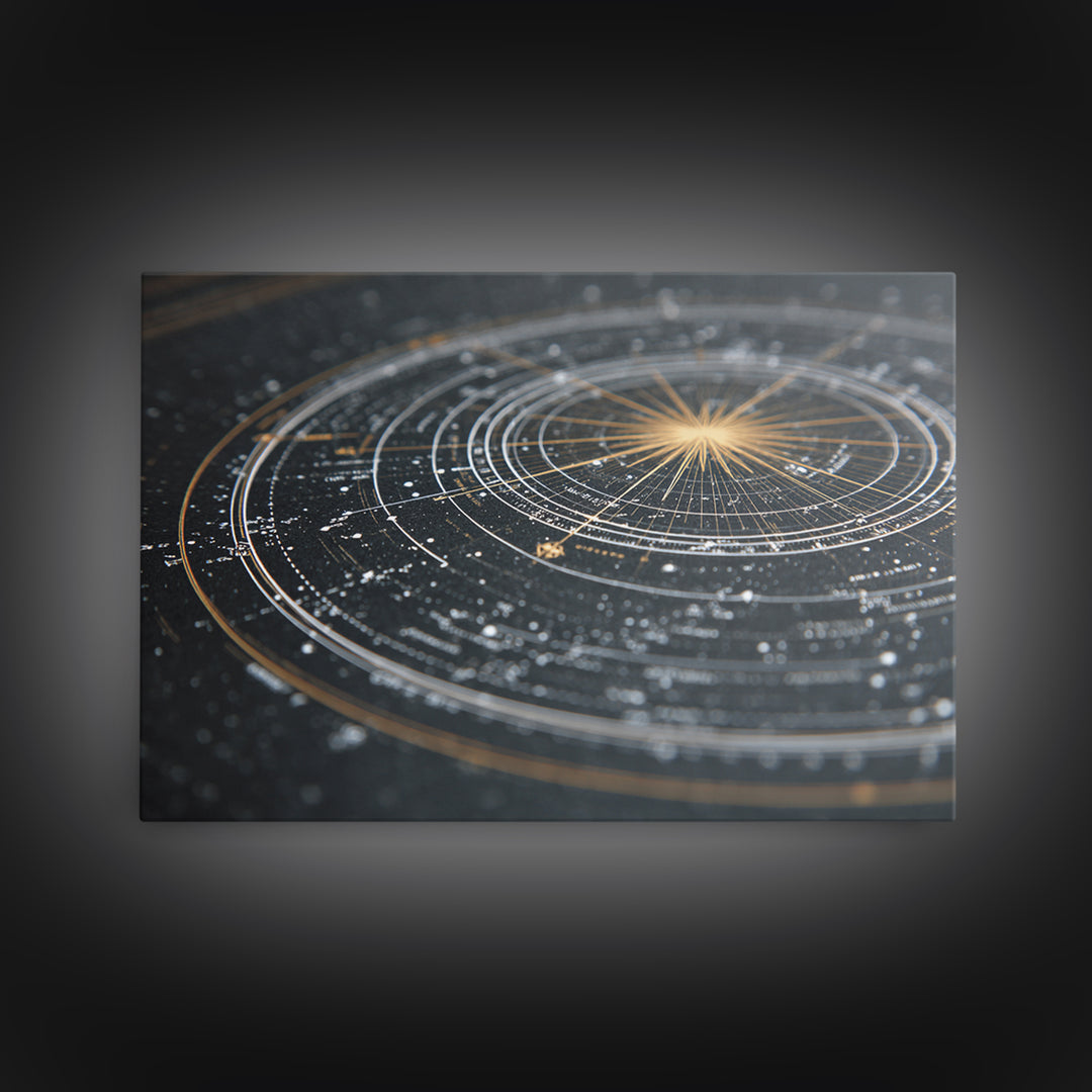 Black Gold Celestial Star Chart Wall Art, Astronomical Map Print, Modern Cosmic Decor, Space Abstract Home Office Poster